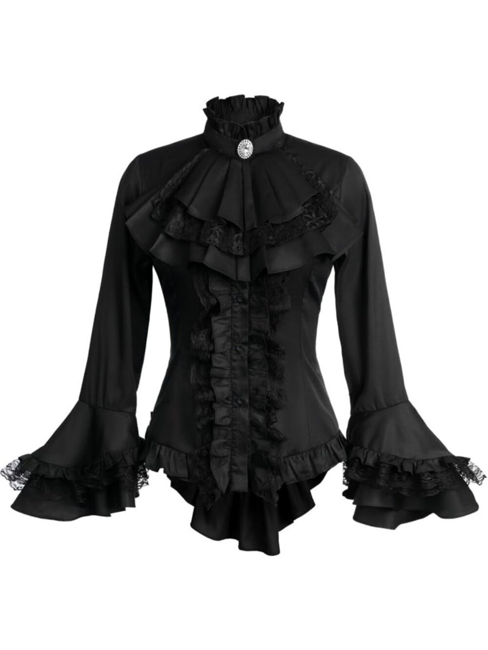 Gothic Victorian Blouse, Sweet Lolita Shirt, High Low Ruffles, Medieval Style